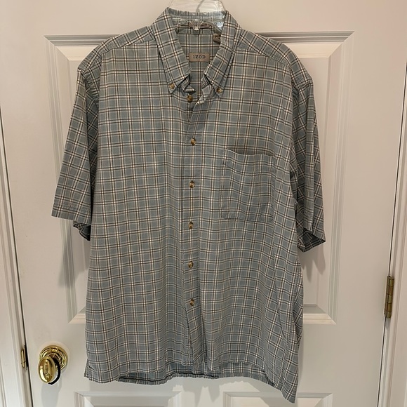 Men’s IZOD shirt- blue/gray/white size medium. - Picture 1 of 8